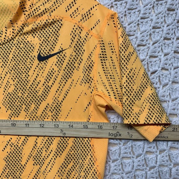 Nike Pro Combat‎ Dri Fit Shirt Mens Sz L Orange Pattern Short Sleeve Compression - Picture 8 of 10